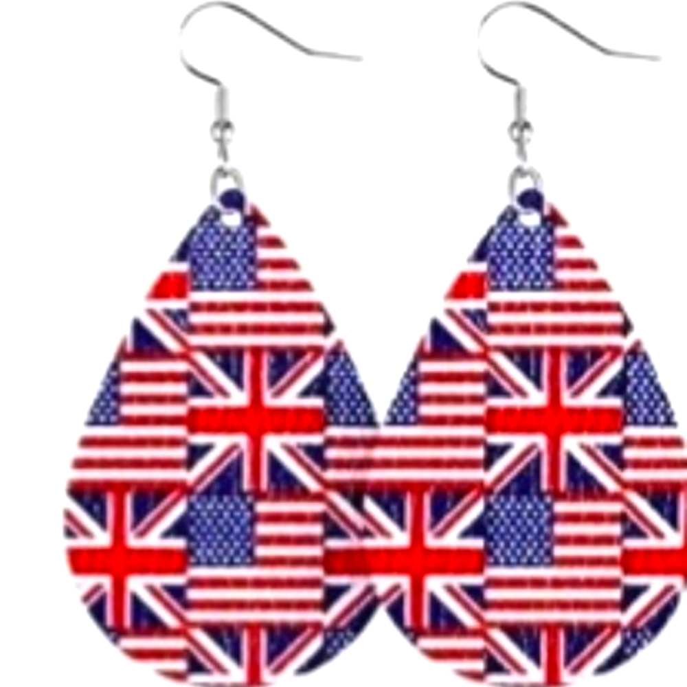 🆕️HP 🌴 Patriotic Faux leather earrings